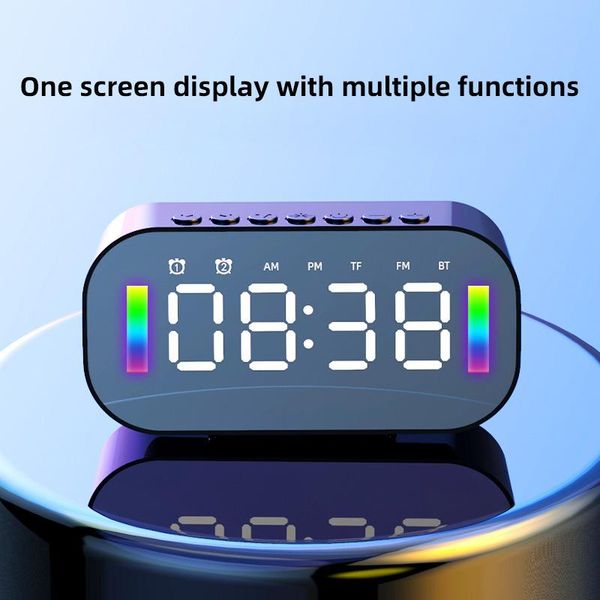 

portable speakers bluetooth speaker radio clock alarm mirror audio card display