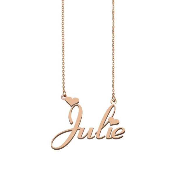 

pendant necklaces julie name necklace , custom for women girls friends birthday wedding christmas mother days gift, Silver