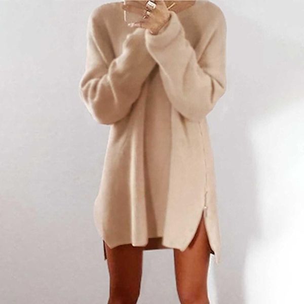 

women's blouses & shirts 40#women o-neck pullover solid color zipper split comfortable long sleeves elegant daily blusas, White