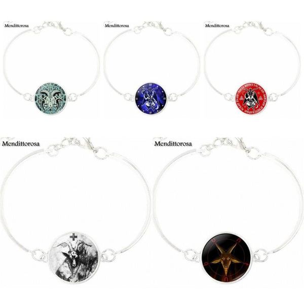 

charm bracelets pagan satan vintage plated jewelry glass cabochon bracelet bangle for women wedding, Golden;silver