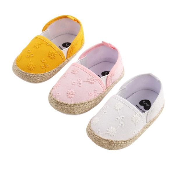 

first walkers 0-18m infant baby solid crib shoes, cute embroidered floral princess dress shoes anti-slip toddler