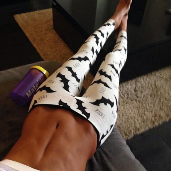 

women's leggings letter printed pattern, Black