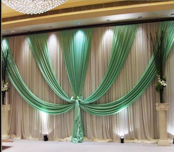 

party decoration 3m*6m(10ft*20ft) wedding backdrop curtain with swag backdrop/ romantic ice silk stage curtains