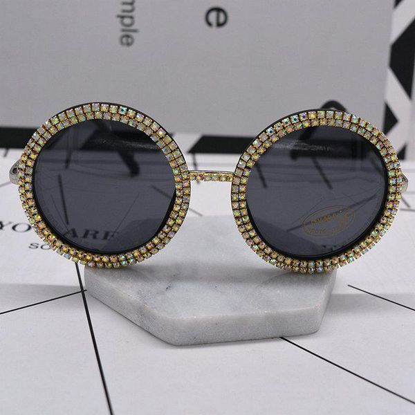 

2020 new fashion personality exclusive diamond sunglasses female fml, White;black