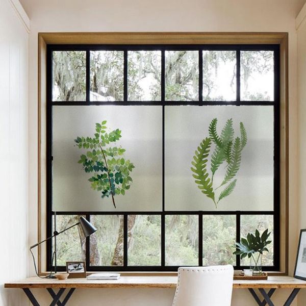

window stickers custom size static cling film plant style decorative frosted glass sticker for bathroom bedroom living room kitchen balco