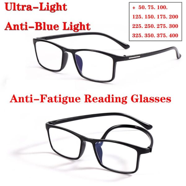 

sunglasses ultra-light tr90 anti-blue light reading glasses for men women anti-fatigue reader + 50 75 125 175 225 275 325, White;black