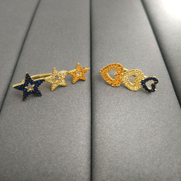 

original heart-shaped star s925 sterling silver female gold earrings brand luxury jewelry, Golden
