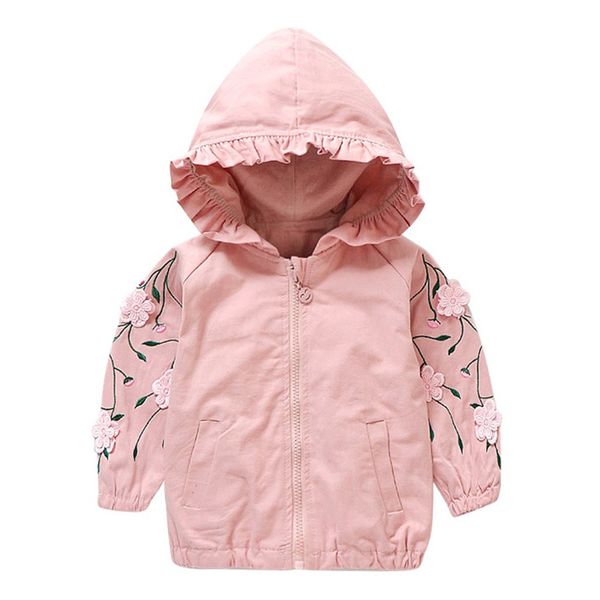 

1-5Yrs Flower Baby Girl Jacket Coat Spring Autumn Kids Girls Hooded Windbreaker Outerwear Children Girls Costume Baby Clothes, Pink