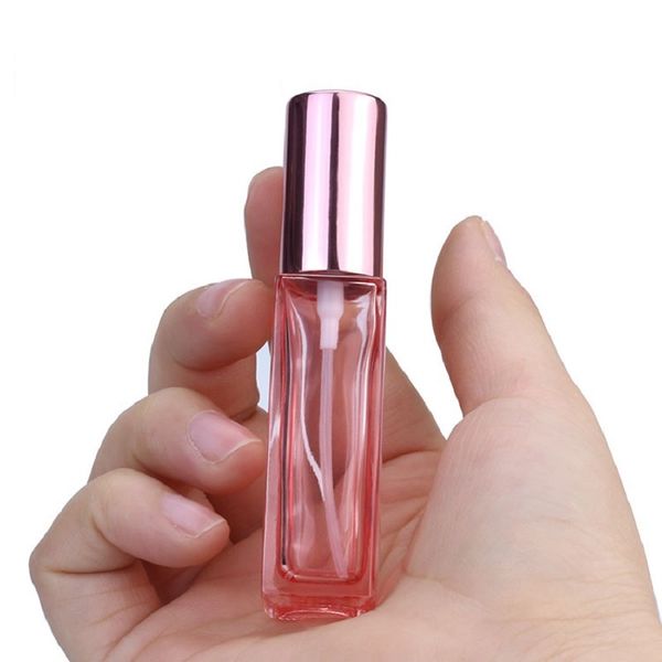 5 ml 10 ml Quadratische Glas Parfüm Spray Fläschchen Kosmetische Behälter Zerstäuber Rose Gold Verpackung Nachfüllbare Flasche 30 teile/los