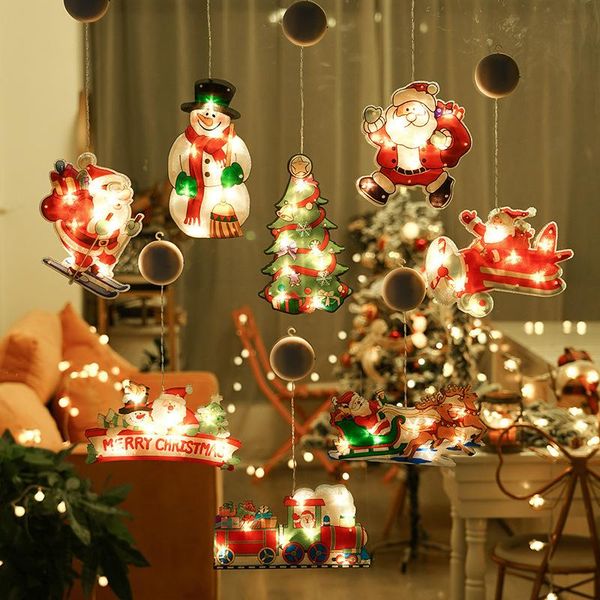 

strings creativity led holiday light santa snowman elk christmas party decoration lamp room shop window year decor string