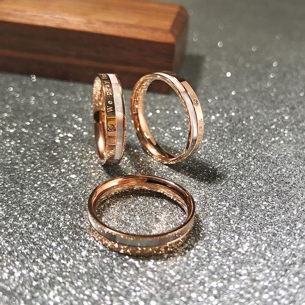 

cluster rings yun ruo 18 k rose gold plated female ring light luxury natural shell 316 l titanium steel english with diamonds never fade, Golden;silver