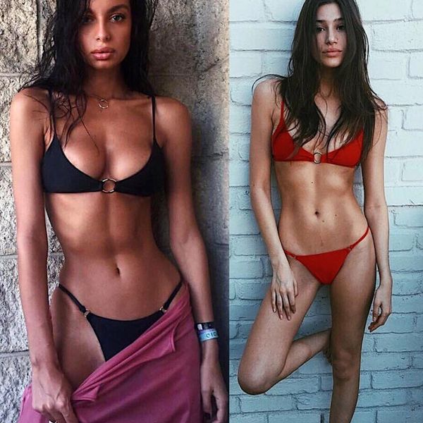 

bikinis women swimsuit 2021 summer beach wear push up red swimwear female bikini halter bathing suits swim 3240b