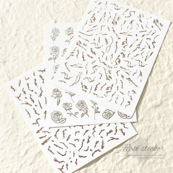 

1sheet nail sticker hollow rose art accessories laser stickers decorative flower 3d sequins manicure decals &, Black