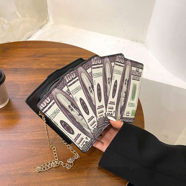 

women's leather bag fashion funny personality creative contrast color ing card tower dollar pattern pu menger female
