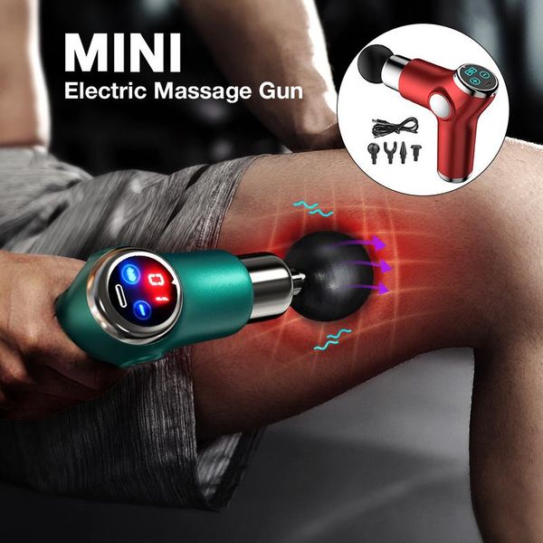 

massage gun fascia massager muscle relaxer mini electric lcd portable meridian device health fitness type-c charging 4pcs heads