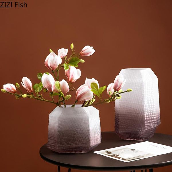 

vases creative pink gradient frosted glass colorful vase irregular texture living room dining table counterfloral flower home