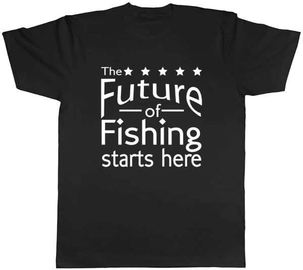 

the future of fishing starts here mens t-shirt tee, White;black