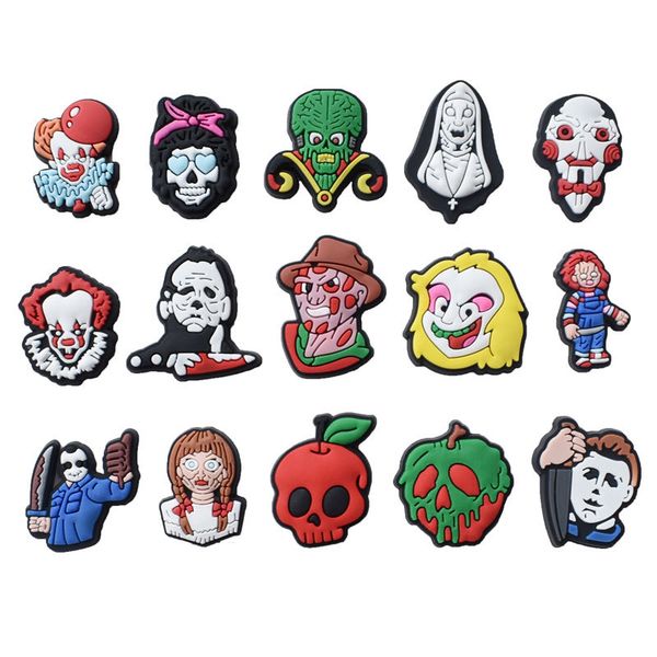 

horror skull shoe decorations for croc charms clog buckcle charm bracelet decor halloween gifts wholesale, White;pink