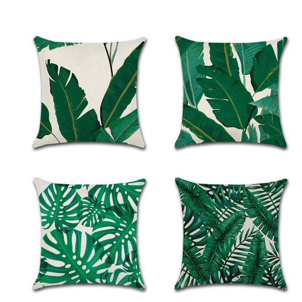 

cushion/decorative pillow linen cushion cover decorative pillowcase tropical botanic leaves 45*45cm green leaf case