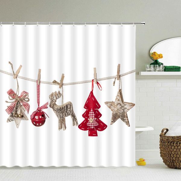 

christmas shower curtain printed happy year santa claus red waterproof curtains for bathroom wall decor