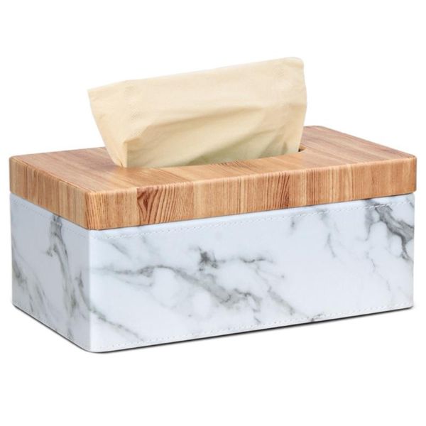 

rectangular marble pu facial grain tissue box cover napkin holder paper towel dispenser container for home office decor boxes & napkins