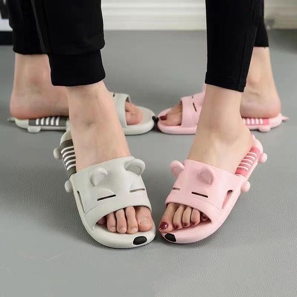 

slippers summer slides fashion cartoon home soles non slip bathroom shoes beach same style for men and women, Black