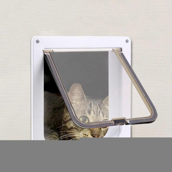 

cat carriers,crates & houses pet door 4 way lockable dog kitten security flap abs plastic s/m/l animal small gate supplies