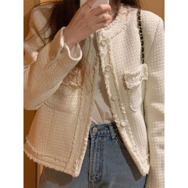 

women's jackets elegant ladies style tweed women short jacket 2021 autumn winter female fashion coats, Black;brown