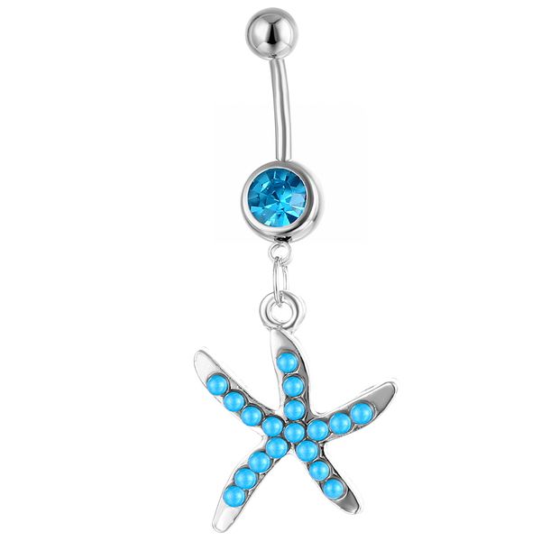 YYJFF D0163 Sea Star Body Piercing joias umbigo anéis de umbigo