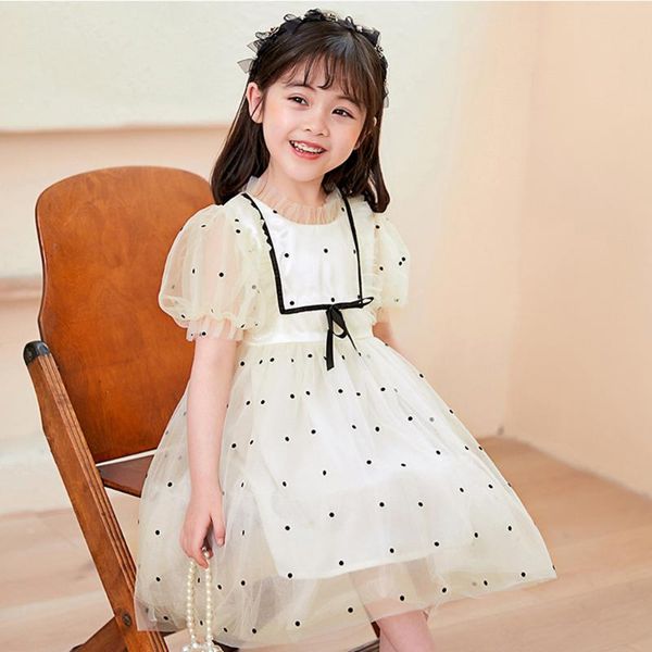 

summer cute baby girls polka dots dress teen kids clothes short sleeve tulle fairy princess dresses for party children clothing girl's, Red;yellow