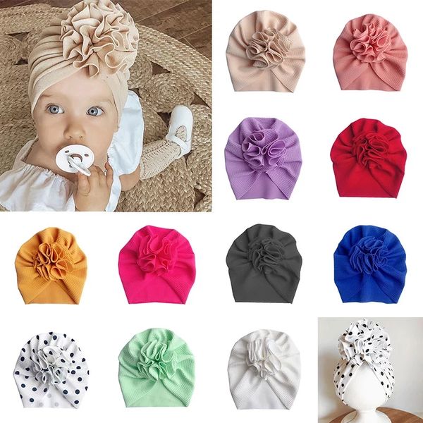 

newborn baby india hat stretch bandanas scarf folding child caps headwear head wrap muslim hair hats turban beanies dot caps, Blue;gray