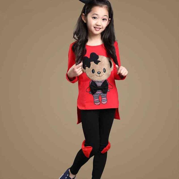 

fashion toddler girls clothing sets for long sleeve cartoon t-shirts leggings kids trousers costume 10 12 year, White