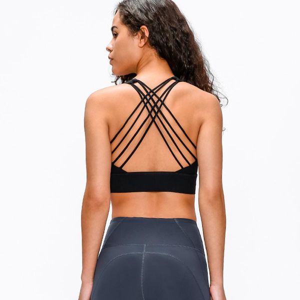 

gym clothing zero more cross straps sports bra women wireless yoga fitness padded push up crop blusas de mujer 2021, White;black