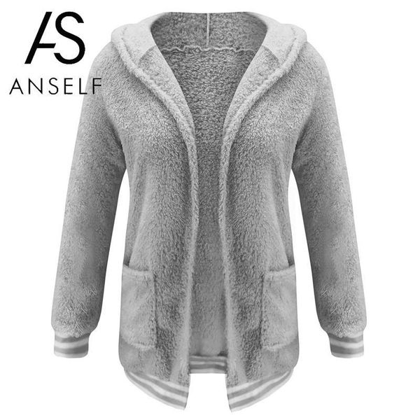 

women's hoodies & sweatshirts women sweatshirt hooded coat warm fleeces open front long sleeves autumn winter casual female tunics, Black