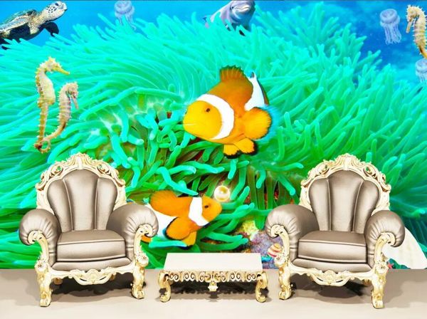 

wallpapers cjsir custom wallpaper underwater world coral fish tv background wall mural home decoration living room bedroom 3d