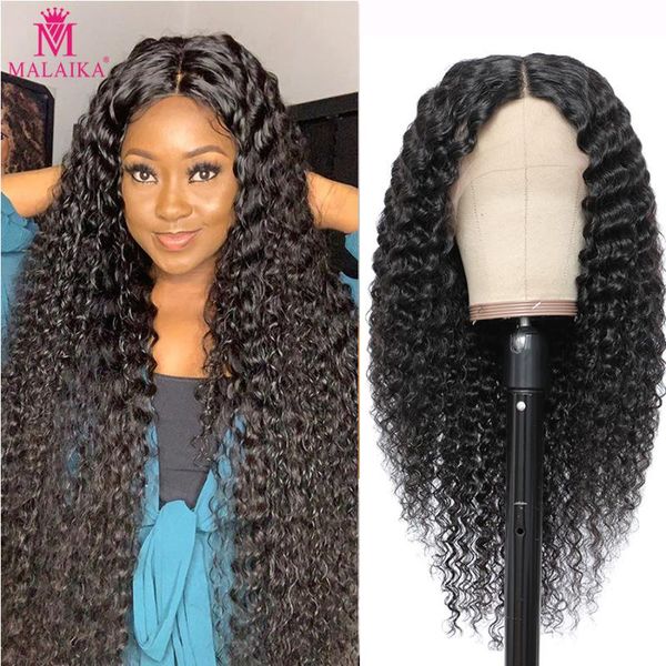 

lace wigs malaika deep curly front wig human hair for black women wave 13x4 glueless closure prelucked hairline, Black;brown