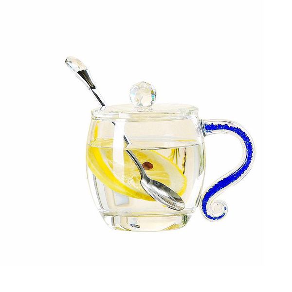 

mugs teacup glass high temperature foam flower tea cup household with lid men and women office coffee transparent