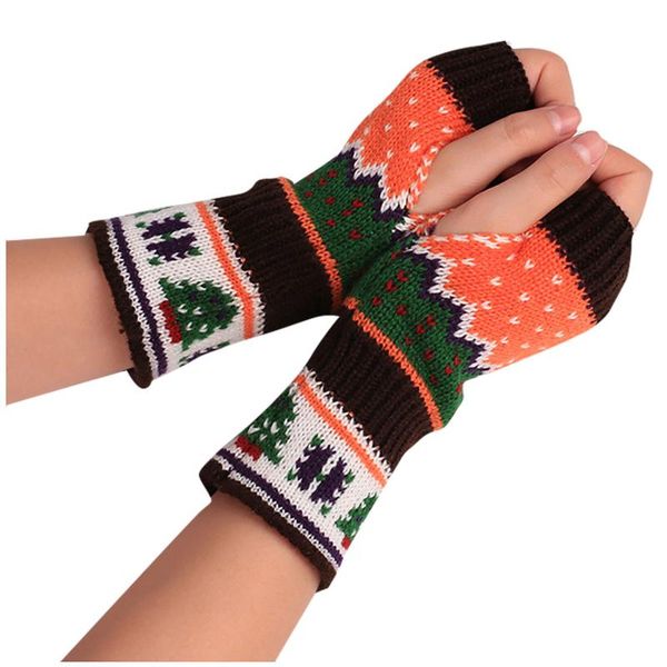 

knitted long hand gloves women' warm embroidered soft winter fingerless for women girl with bare fingers five, Blue;gray