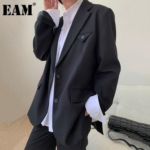 

women's suits & blazers [eam] women black brief big size casual blazer lapel long sleeve loose fit jacket fashion tide spring autumn 20, White;black