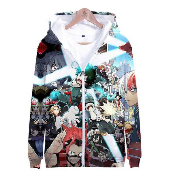 

women's hoodies & sweatshirts 3d anime my hero academy zipper jacket boku no cosplay gym dress school hoodies of selling classic klr9, Black