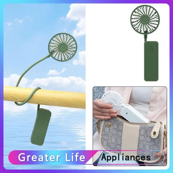 

electric fans usb chargeable deskportable mini mute hanging neck fan folding handheld air cooler for outdoor travel