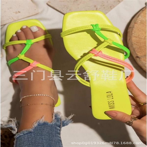 

kdee 2021 slipperssummer sandalswomen's summer sandals large round cross strap breathable flat heel casual beach for women, Black
