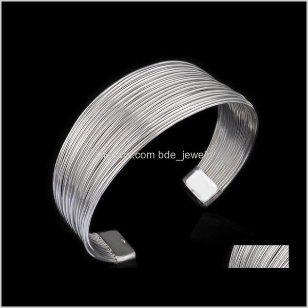 

jewelrydrop fashion line 925 sterling sier plated bracelet for women jewelry bangle bracelets factory wholesale drop delivery 2021 fki9a, Black
