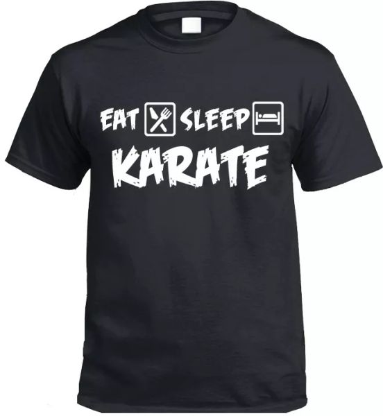 

eat sleep karate t-shirt gift present, White;black
