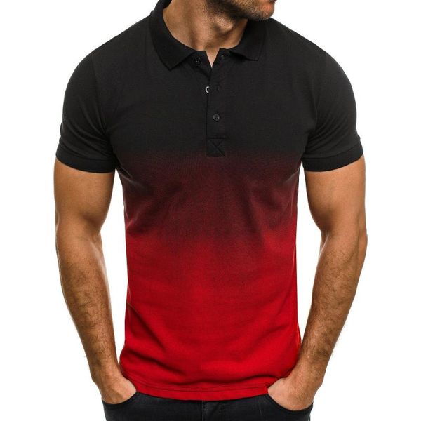 

men's polos summer casual lapel funny gradient color 3d t shirt men hip hop short sleeve tshirt male streetwear clothing poloshirt, White;black