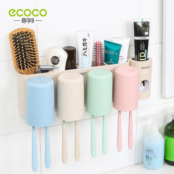 

toothbrush holders ecoco wall-mounted dustproof straw eco-friendly toothpaste dental cup holder multi-person bathroom accessories no drillin
