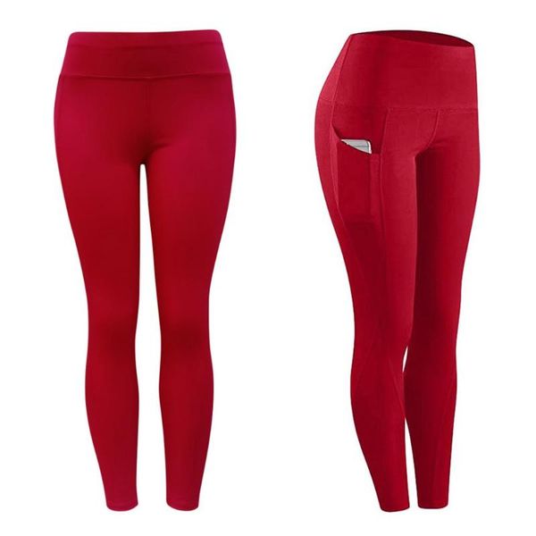 

40# fitness gym leggings women high waist workout pocket running athletic pants training push up trousers jeggings women's, Black