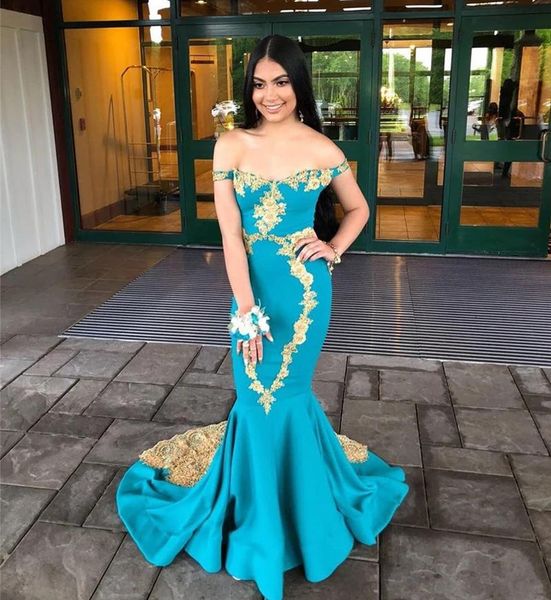 

off the shoulder lace mermaid evening dresses with gold appliques short sleeves satin formal special occasion prom gowns, Black;red