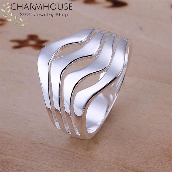 

wedding rings pure silver for women wave finger ring band anel bague femme anillo bridal engagement jewelry bijoux gifts, Slivery;golden