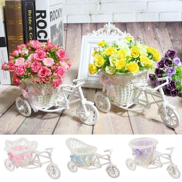 

vases 1pc rattan tricycle vase flower basket garden wedding party bedroom storage decoration decor pots